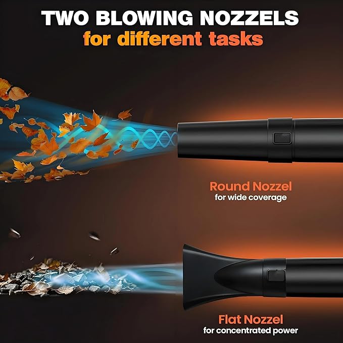 Leaf Blower,GOCHIFIX 580CFM/190MPH Brushless Electric Cordless Leaf Blower with 2PCS Batteries and 3 Nozzles,25000 RPM Lightweight Leaf Blowers for Patio Cleaning, Lawn Care
