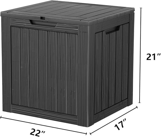 37 Gallon Waterproof Large Resin Deck Box Indoor/Outdoor Lockable Storage Container and Seating for Garden, Pool, and Patio (37 Gallon, Black)