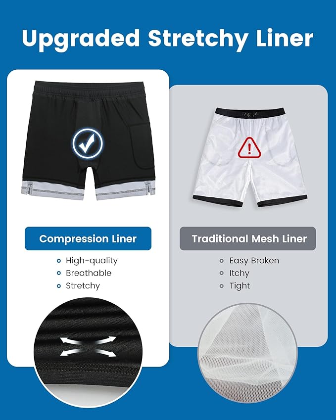 maamgic 2 in 1 Mens Swim Trunks 7 Inch Swim Shorts Swim Suits Board Shorts