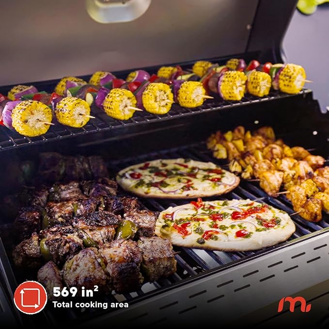 Megamaster 4-Burner Gas Grill with Side Burner & Grill Cover, 52,000 BTUs, 568 SQ. In. Cooking Area, Propane BBQ Grill with Stainless Steel Panel for Outdoor Cooking, Patios, and More - 720-0804HK