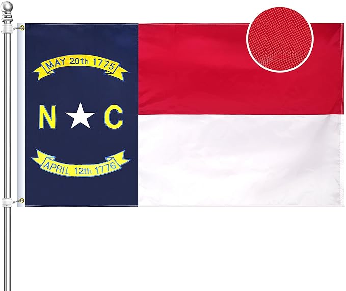 EMBROID North Carolina Flag 4x6,Fully Embroidery Technique,Tear Resistant,Sewn Stripes and Brass Grommets,Upgraded High-strength Polyester Fabric,All Weather Durable State Flags.