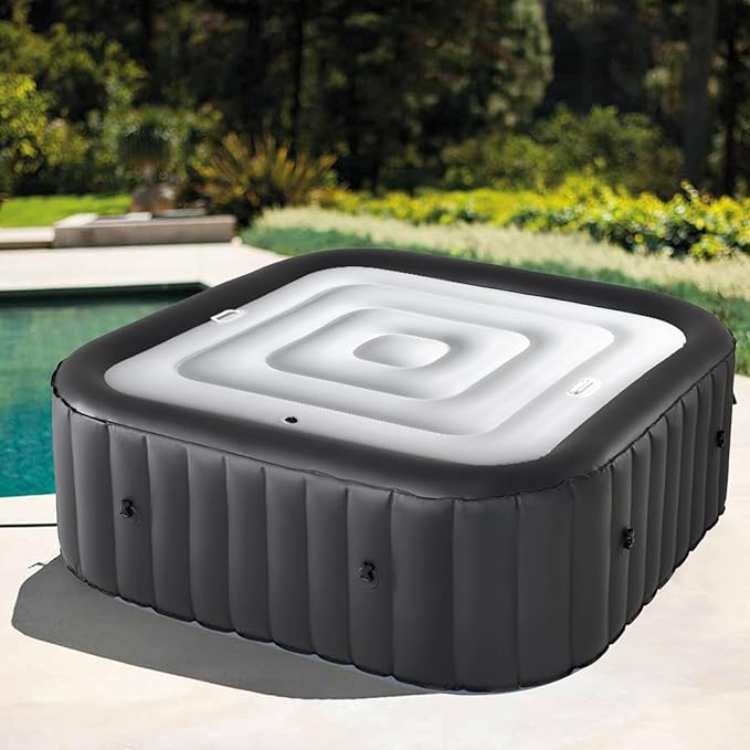 4.4Ft Inflatable Hot Tub Cover,Energy Saving Lid for Square Hot Tub,Outdoor Inflatable Hot Tub,Foldable Protective Rain Overflow Cover for Inflatable Outdoor Hot Tubs