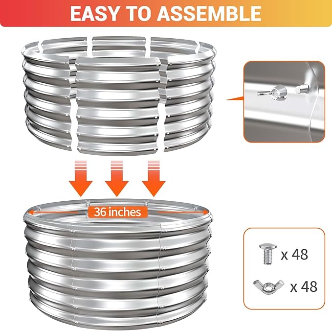 32 Inch Outdoor Fire Pit Ring,17'' Taller High Heat Resistant Wood Burning Firepit & Fireplace for Outside, Heavy Duty Galvanized Steel Fire Pits Bowl for Backyard Bonfire, Patio, Camping, Round