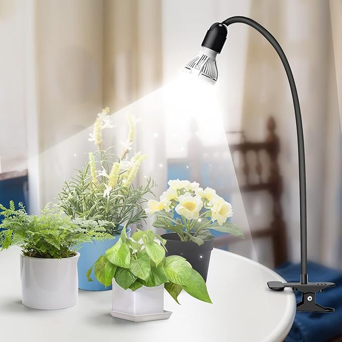 SANSI LED Grow Lights for Indoor Plants, Lifetime Free Bulb Replacement 150W Full Spectrum Gooseneck Clip Plant Light with Optical Lens for High PPFD Growing Power, Grow Lamp