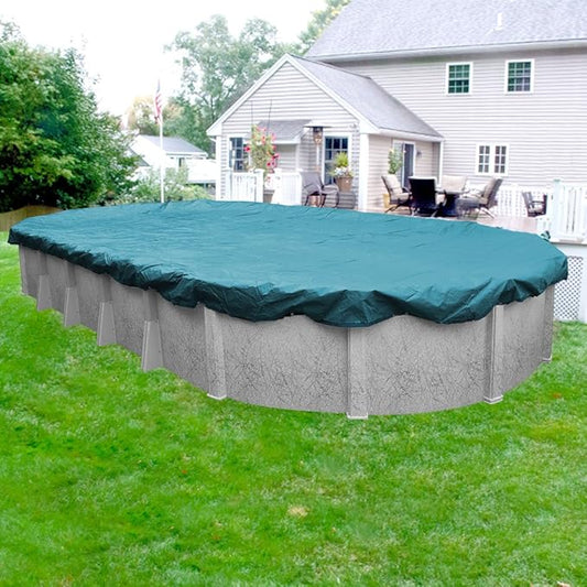 Robelle 16 x 32 ft Extra Heavy Duty Blue Winter Oval Pool Cover for Above Ground Pools, 4 ft Overlap (20 x 36 ft Cover Size), Solid 10 x 10 Scrim, 2.91 oz/yd2, 12-Year Warranty, Style: 581632-4-ROBA