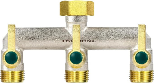 3/4 Inch Garden Hose splitter,Designed for installing multiple irrigation system timers,Suitable for high water pressure faucet manifolds - Freeze and rust resistant Full Flow 3 way valves