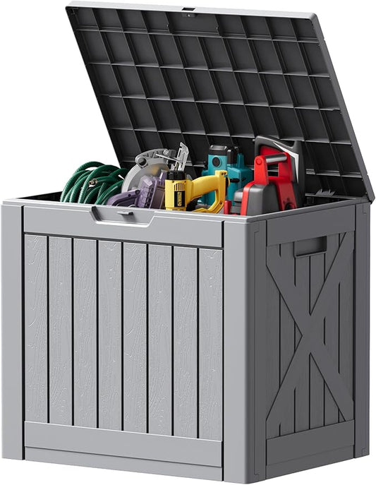 Devoko 40 Gallon Deck Box Outdoor Storage Box Waterproof for Patio, Large Outdoor Storage Bench Lockable for Outside (Gray, 40 Gallon)