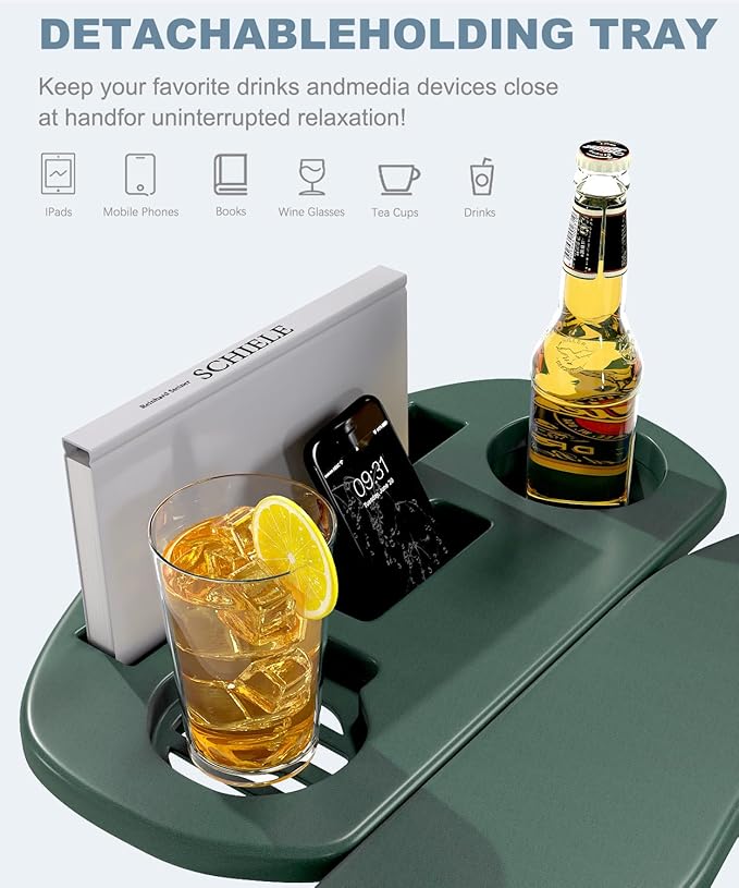 Adirondack Chair Set of 4, HDPE Folding Adirondack Chair with Multifunctional Cup Holder, Weather Resistant Fire Pit Chair for porches, patios, poolsides, Decks.