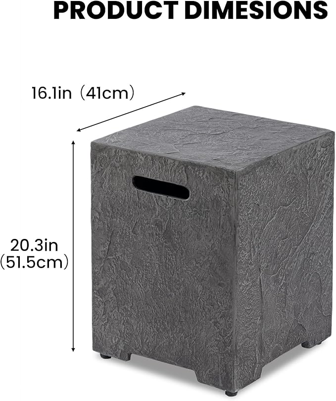 SUNBURY Outdoor Propane Fire Pit Table, 28 in Square 40000 BTU Firepit for Patio with Rain Cover, Lava Rocks, Wind Guard & Propane Tank Cover for Backyard & Deck, Dark Grey
