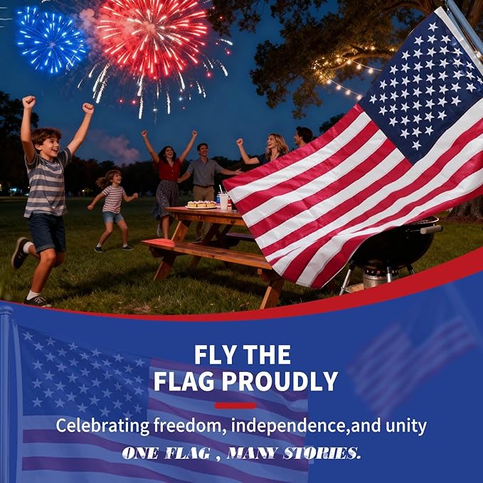EMBROID American Flag 20x38,USA US Flag Heavy Duty Outdoor,Embroidered Stars,Tear Resistant,Sewn Stripes,Brass Grommets,Upgraded High-strength Polyester Fabric.