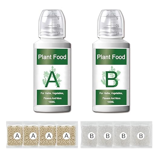 Hydroponics Nutrients (1000ml in Total), A&B Plant Food for Hydroponics Growing System and Potted Houseplants, Plant Fertilizer Supplies
