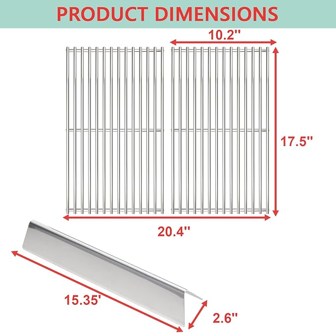 WEBROIL 7637 Grill Grates & 7635 Flavorizer Bars for Weber GS4 Spirit I/II 200 Series,for Spirit S210 E210 S215 E220 E215 S220 Grill with Front-Mounted Control, Replacement Parts for Weber 67045 67022
