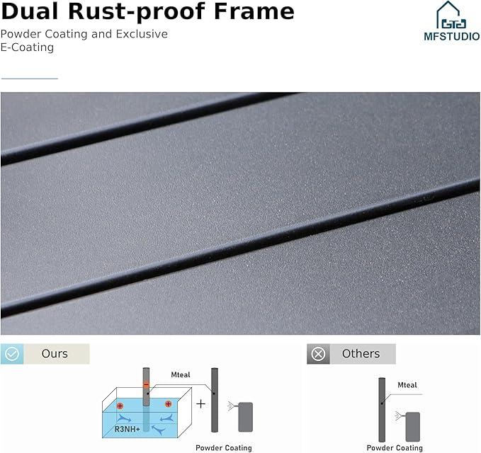 MFSTUDIO Outdoor Table and Chairs for 6, 7 Piece Heavy Duty Outdoor Dining, Metal Rectangular Table & Swivel & Fixed Chairs, All Weather Patio Dining Furniture for Deck, Backyard