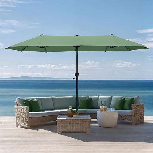 Sophia & William 13ft Outdoor Patio Umbrella for Table, Large Double-sided Umbrella for Garden, Deck, Pool, Mint Green