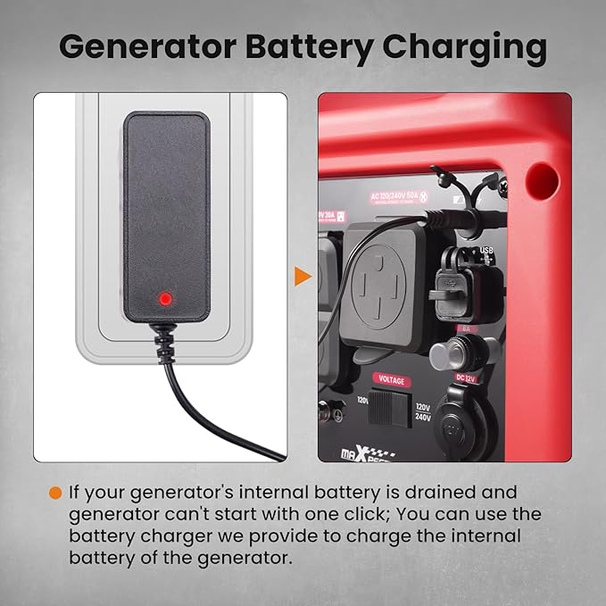 maXpeedingrods 6000 Watt Portable Inverter Generator with Bluetooth® App Remote Control, with Electric Start, Dual Voltage Output with Wheels and Telescopic Handle for Garden, RV Trips, Home Backup