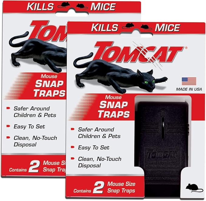 Tomcat Mouse Snap Trap, Effectively Kills Mice for Clean, No-Touch Disposal, 4 Traps