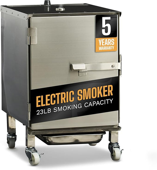SmokinTex Lil' Tex Electric Smoker - Stainless Steel Portable Meat Smoker Grill with Temperature Control, Wood Chip Tray, and Meat Probe for BBQ, Jerky, Vegetables