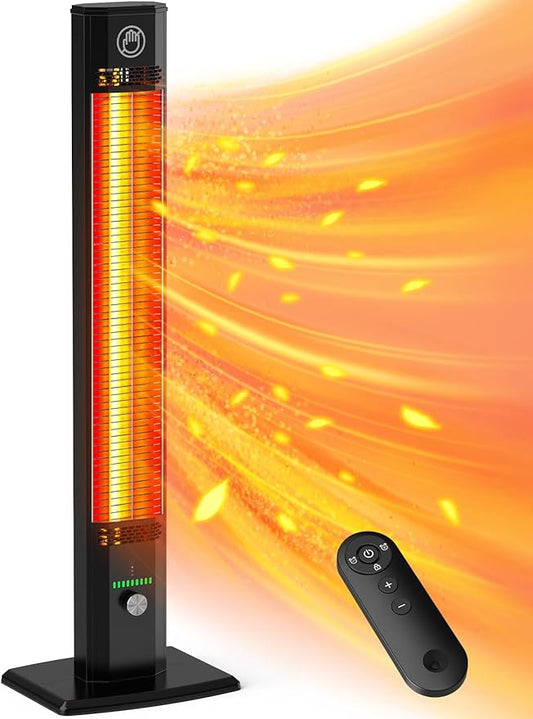 42INCH Outdoor Heater, 9Heat Levels & 540Min Timer, Child Safety Lock, IP65 Waterproof Garage Heater, 1500W Infrared Heating,Tip-Over&Overheat Protection,Patio Heaters for Outdoor Use Indoor