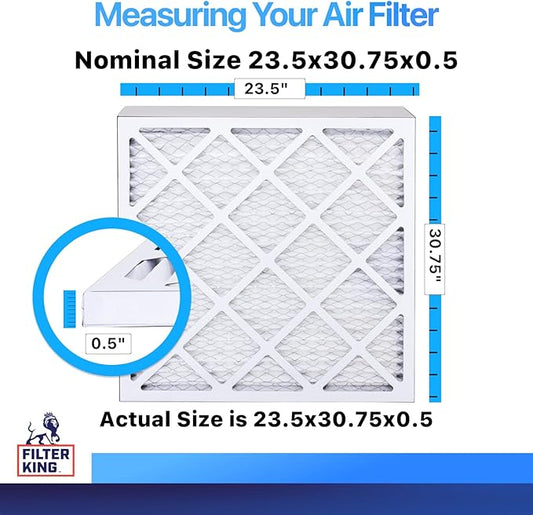 Filter King 23.5x30.75x0.5 Air Filter | 4-PACK | MERV 8 HVAC Pleated A/C Furnace Filters | MADE IN USA | Actual Size: 23.5 x 30.75 x 0.5"