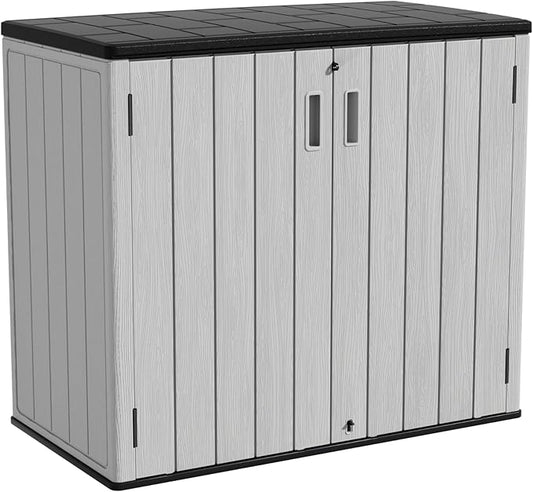 ZZM 37 Cu.ft Outdoor Storage Cabinet with One Tool Kit, Horizontal Storage Shed for Garage, Bike, Garbage Cans, Garden Accessories
