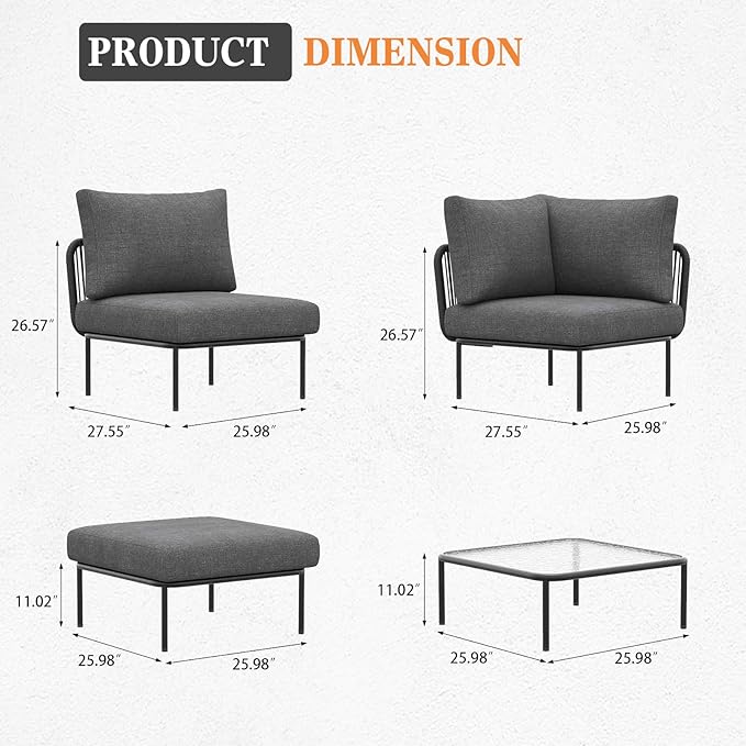 11 Piece Modern Outdoor Rope Wicker Sectional Patio L-Shaped Conversation Sofa Set Deep Seating with Thick Cushions