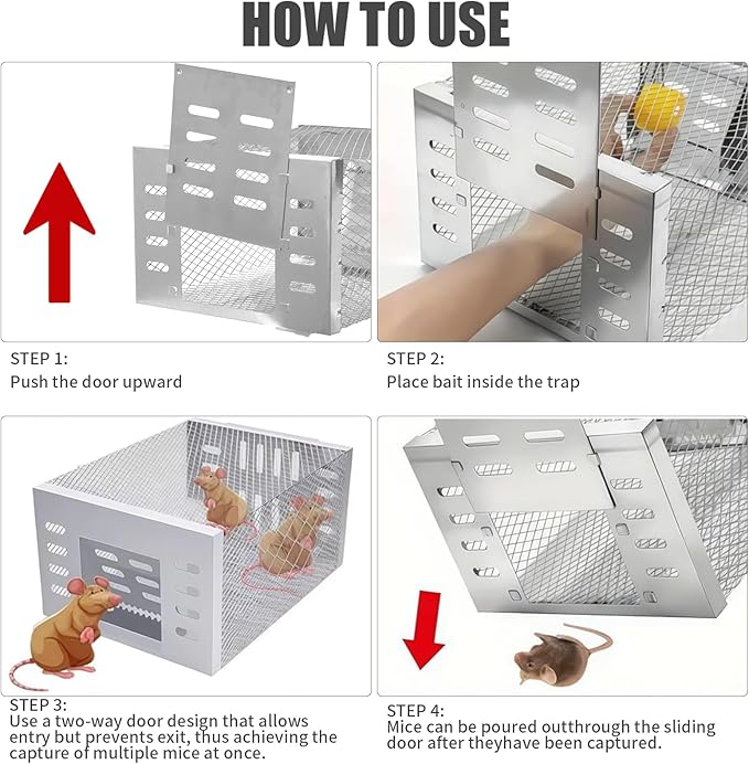 Eaglever Mouse Trap, Eaglever Rat Trap, Stainless Steel Automatic Mousetrap, Automatic Rat Trap, Automatic Mouse Trap, Easy to Set Mice Catcher for Indoor and Outdoor (1 PCS)
