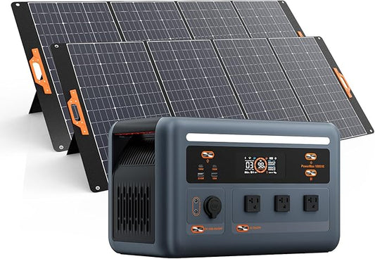 OSCAL PowerMax 1800SE Portable Power Station with 2x400W Solar Panel, 1024Wh LiFePO4 Battery, 1800W AC (3600W Surge)/100W USB-C Output,Solar Generator for Camping, RV, Home Backup Power