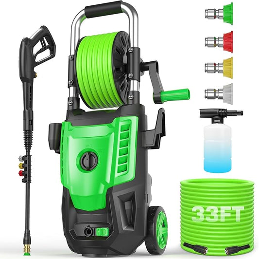 Professional Electric Pressure Washer 4800PSI, 4.0GPM Portable Power Washer with 4 QC Nozzles and Soap Bottle, Washer Machine for Cars/Home/Driveways/Patios/Decks/Fences (Green)
