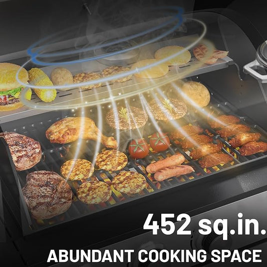 4-Burner Propane Gas BBQ Grill with Side Burner, 51000 BTU Stainless Steel Gas Grill with Rain Cover for Outdoor, Camping, Barbecue Grilling Backyard Cooking (4+1 burner no cover)