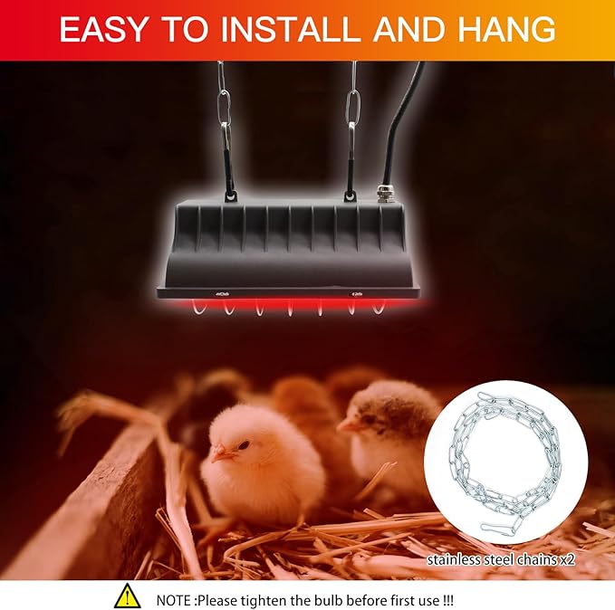 Chicken Coop Heater Lamp 250W Winter Hanging Heat Lamp for Chickens Incubators Temperature Adjustable Chicken Brooder Heating Lamp Chicken Heaters for Dog Kennel Poultry House