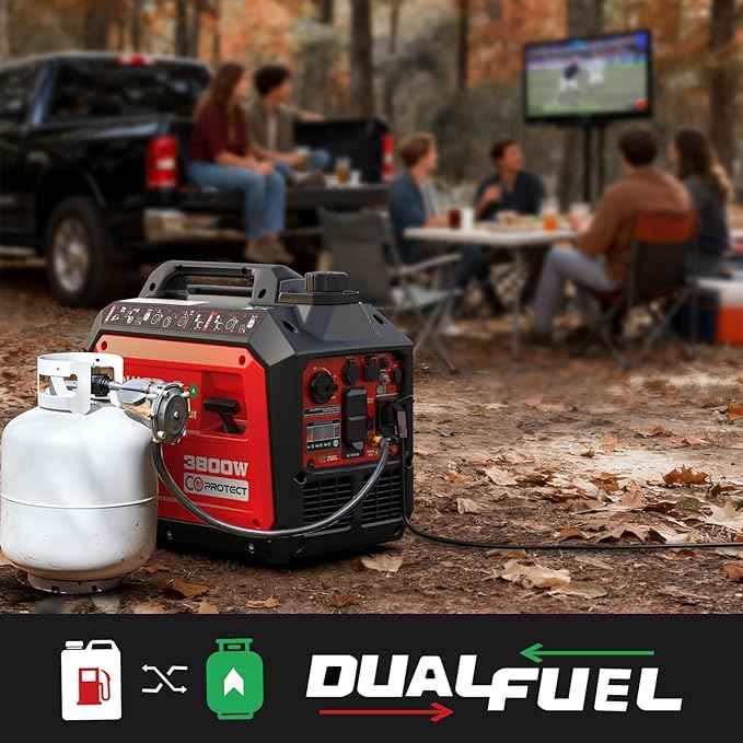 PowerSmart 3800-Watt Portable Inverter Generator with Dual Fuel, CO Protect, 30 amp for RV, Home Use and Emergency Backup