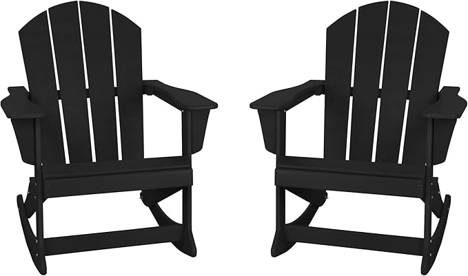 WestinTrends Malibu 2 Piece Set Outdoor/Patio Poly Adirondack Rocking Chairs (2 Seater), Pacific Blue