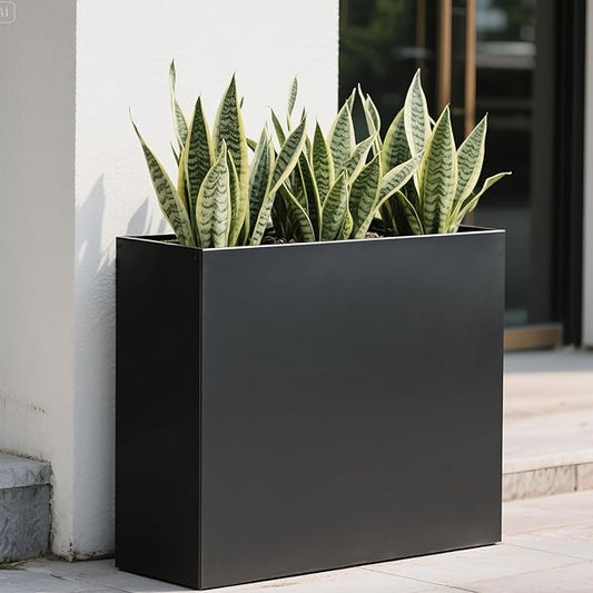 Tall Rectangular Removable Planter for Indoor or Outdoor Terraces, Porches, Durable All Weather, Garden, Modern Design, for Plants, Flowers(Large)