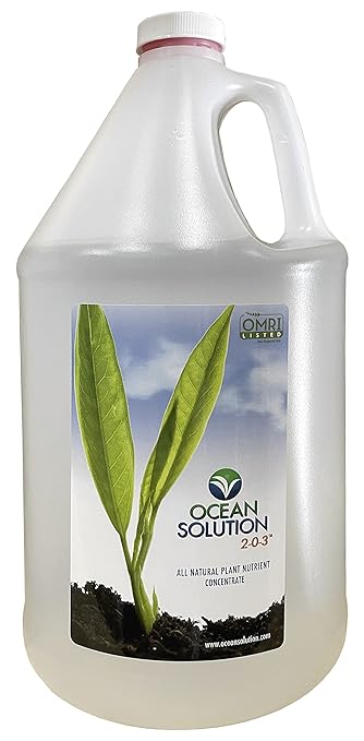Ocean Solution Organic Liquid Fertilizer - Plant Nutrient Concentrate - Ideal for Livestock & Hydroponic - Easy Application, No Stains or Clogging - Restores Mineral in Soils - 1 Gallon