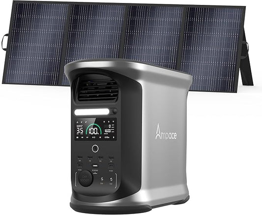 AMPACE Andes 1500 Power Station 2400W(Surge 3600W) Solar Generator with 400W Solar Panel, 1462Wh Solar Power Station, 1800W A-Boost Fast Charging, APP Control, Emergency Power for Home Use