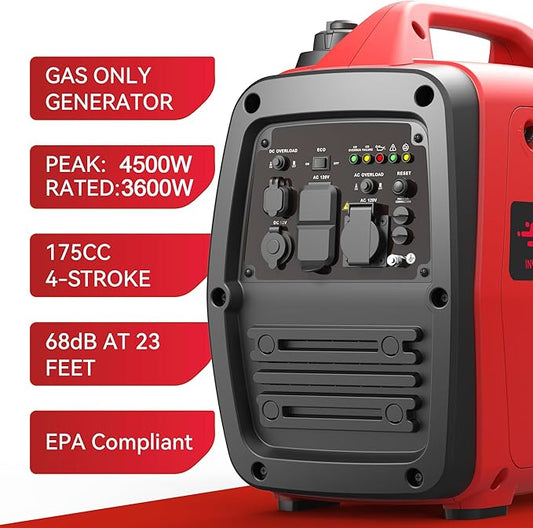 4500W Portable Generator Super Quiet Inverter Generator Ultra Lightweight for Home Backup Outdoor Camping, CO Sensor Protect, EPA, ECO Mode (4500W+CO Sensor)