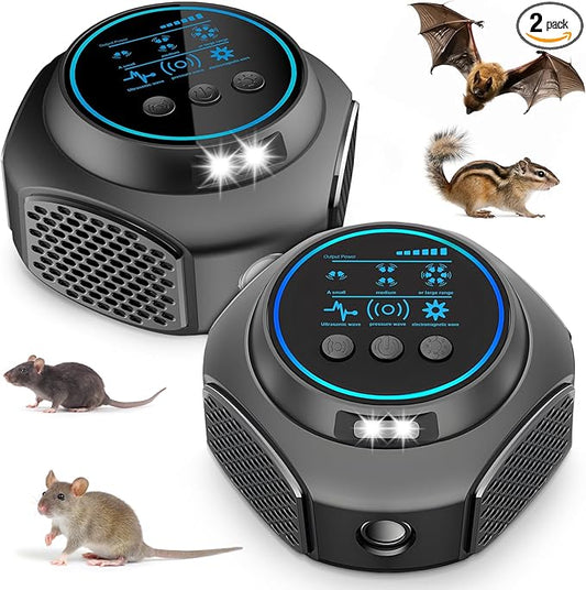 2026 New Mouse Repellent Ultrasonic Plug in Mice Repellent Indoor Control for Rodent Rat Mouse Mice Squirrel 3 IN1 Electronic Repellent Devices for House Garage Basement Attic 2 Pack