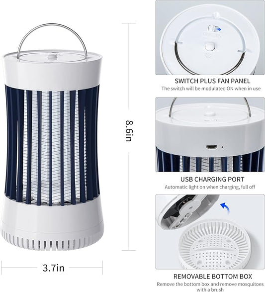 2 Packs Indoor Electric Bug Zapper with Fan, 2-in-1 Plug-in 1500V High Voltage Mosquitoes Killer with Hanger, Small Fly Insects Lamp Trap Catching Moth Gnat Fruit Flies, White & Black