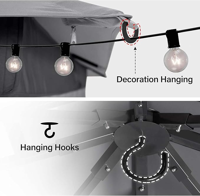 LAUSAINT HOME 10' X 10' Waterproof Patio Gazebo with Mosquito Netting, Double Roof Outdoor Gazebo Pavilion Shelter for Backyard, Garden, Lawn, Wedding (Grey)