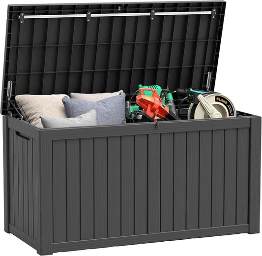NUNU LAB 180 Gallon Outdoor Storage Box Waterproof, Outside Package Delivery Deck Boxes with Lockable Lid, Backyard Storage Bin For Garden Tools, Patio Cushions, Black