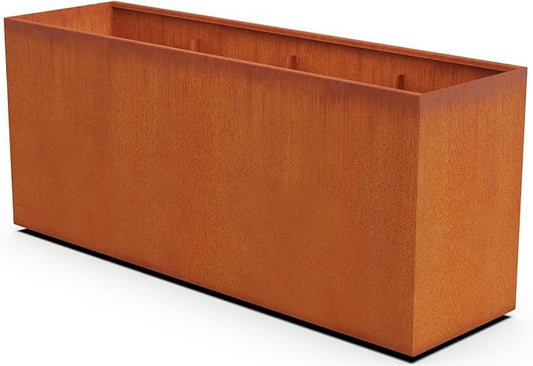 Plantercraft Large Rectangular Planters for Outdoor Plants | 84x24x36 Extra Large Corten Steel Planter Box | Heavy Duty Metal Planter for Commercial and Residential Landscaping & Privacy Screens