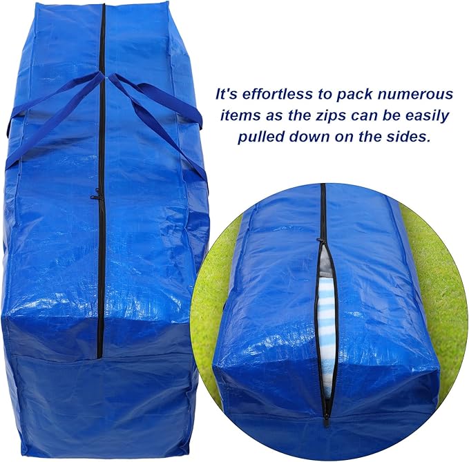 Windyun 4 Pack 69 Gallon Extra Large Storage Bags XXL Moving Bags with Zipper Handles Heavy Duty Jumbo Big Tote Box for Christmas Tree Storage 4, 5, 7.5, 9, 10, 12 ft Skeleton College Dorm(Blue)