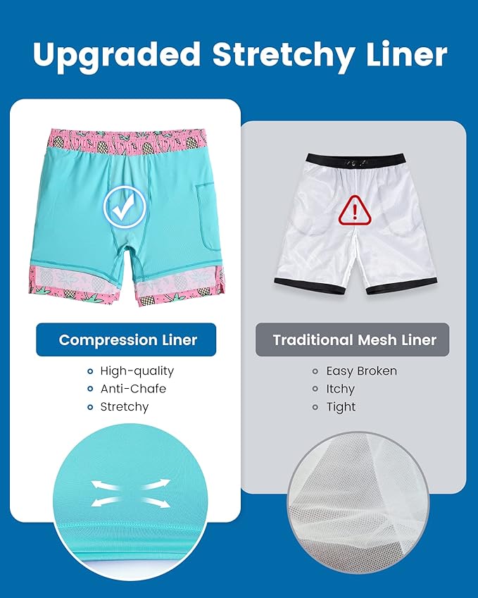 maamgic 2 in 1 Mens Swim Trunks 7 Inch Swim Shorts Swim Suits Board Shorts