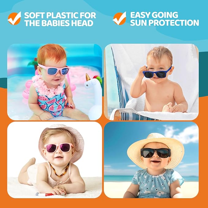 RIVBOS Baby Sunglasses Boys&Girls with Strap UV400 Polarized Flexible for Toddler,Infant and Newborn(0-24month) RBK0231