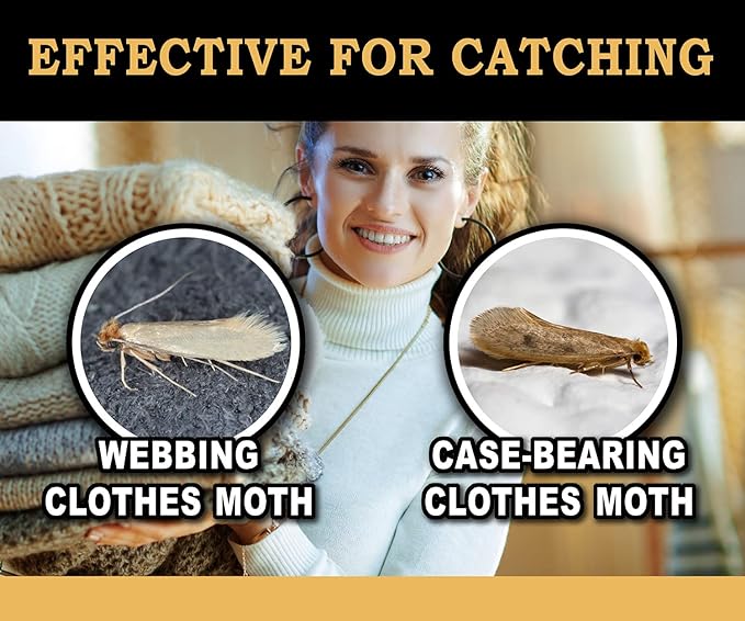 MaxGuard Clothes Moth Traps (6+2 Free Traps) with Extra Strength Pheromones | Non-Toxic Sticky Glue Trap for Closets and Carpet Moths | No Mothballs | Lure, Trap and Kill Case-Bearing Webbing Moths |