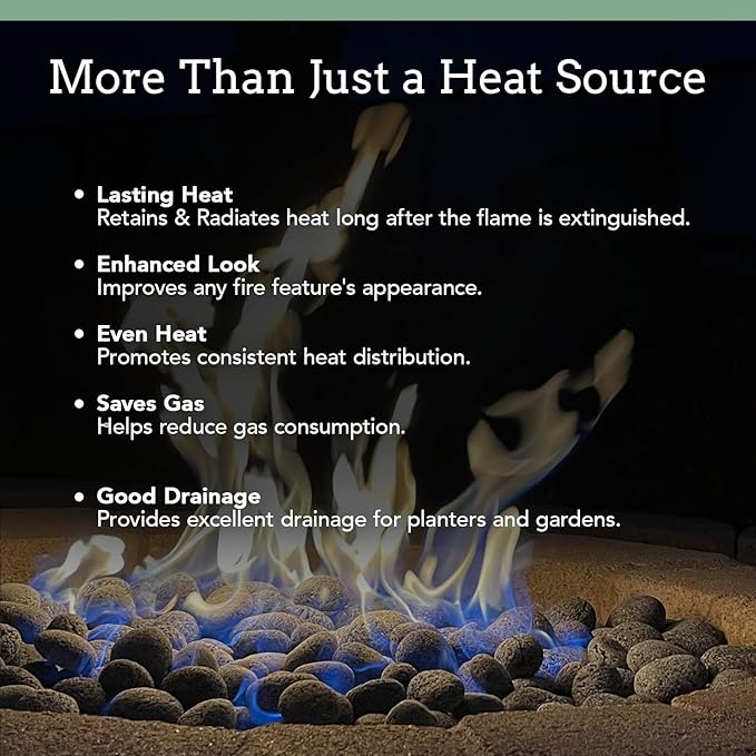 Black Lava Rocks for Fire Pit - 1/2 to 1 inch 10 lbs - Gas Fireplace Rocks - Black Lava Rock for Propane Fire Pit - Decorative Lava Stone Volcanic Rock for Outdoor & Indoor Gas Fireplace