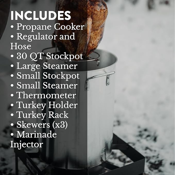 GasOne Large Turkey Fryer Set with Propane Burner – 30QT & 10QT Pots, Complete Set Outdoor Cooker for Turkey, Chicken, Crawfish, Crab, Shrimp