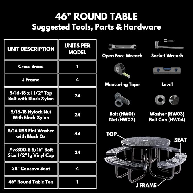 COATEDOUTDOORFURNITURE Heavy-Duty Portable Outdoor Kids Table with Umbrella Hole, Expanded Metal Kids Picnic Table, Commercial-Grade, Made in America (46 in, Round, Childrens, Yellow)