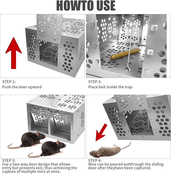 Eaglever Mouse Trap, Eaglever Rat Trap, Stainless Steel Automatic Mousetrap, Automatic Rat Trap, Automatic Mouse Trap, Easy to Set Mice Catcher for Indoor and Outdoor (New Upgraded Version(1 PCS))