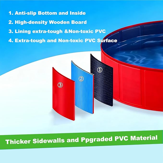 Foldable Pet Pool, 40" x 12" Dog Pool,Non-Slip Pet Bath Tub for Outdoor Backyard,Collapsible Dogs Swimming Pool for Pets